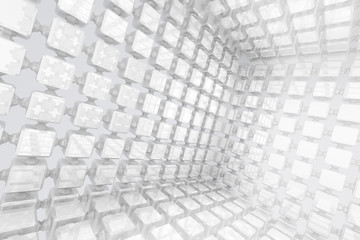 Abstract geometric background made of white cubes