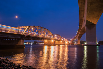 Krung Thep Bridge or Bangkok Bridge, the metal bridge over Chao