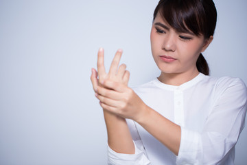Fototapeta premium Woman has hand pain