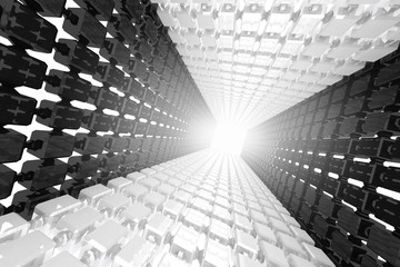 Obraz premium Abstract geometric background with black and white cubes going to perspective