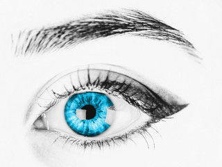 Obraz premium Black And White Woman Blue Eye