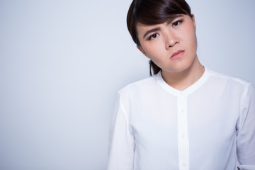 Angry woman on isolated background