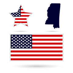 Map of the U.S. state of Mississippi on a white background. Amer © tatyanabez1970