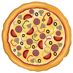 Vector illustration of Delicious Italian pizza isolated on a white background. Abstract Elegance food.