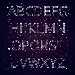 Fototapeta na wymiar alphabet constellation spase, children's font, vector