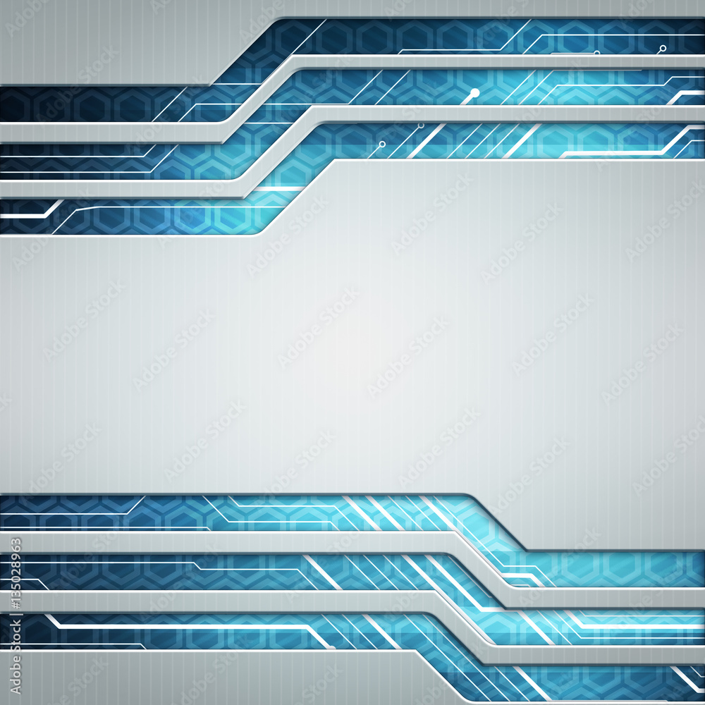 Poster digital image technology interface concept with circuit microchi