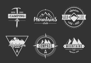 Mountains Camping Black and White