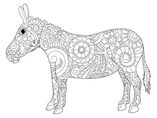 Donkey coloring vector for adults