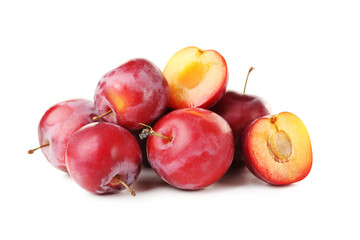 Fresh plums isolated on a white
