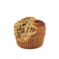 Pecan nut muffin isolated