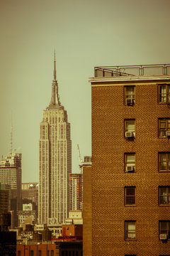 Vintage Empire State Building In New York City, Manhattan