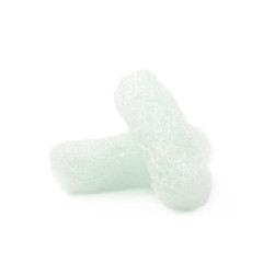 Two bioplastic foam peanuts isolated
