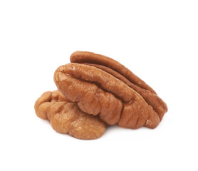 Two pecan nuts isolated