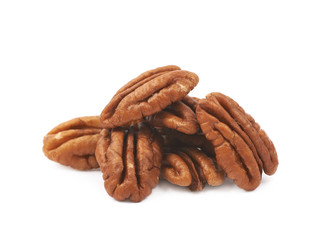 Pile of pecan nuts isolated