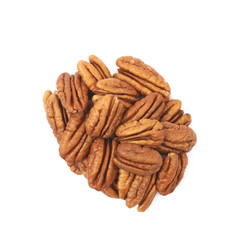 Pile of pecan nuts isolated