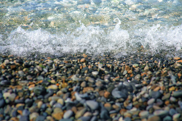 smooth pebble under water