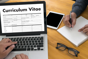 Fototapeta na wymiar CV - Curriculum Vitae (Job interview concept with business CV re