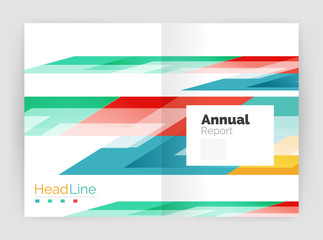 Geometric business annual report templates, modern brochure flyer template