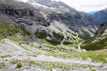 Overlooking Stelvio pass in Italy