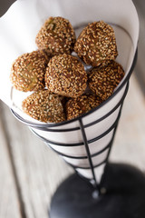 Pan-Fried Falafel with Tzatziki.