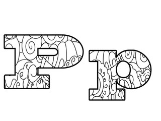Anti coloring book alphabet, the letter P vector illustration