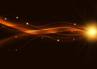 Fototapeta premium Glowing abstract golden wave background