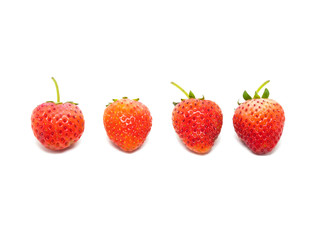 Group of fresh strawberries isolated on white background.