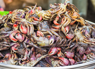 Fresh salted crab at the market. Bangkok, Thailand , Thai food