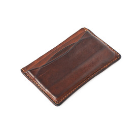 Leather card holder wallet isolated