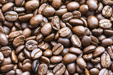 Close-up Coffee Beans, macro background, texture