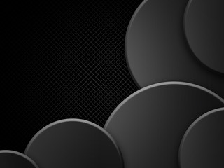 Abstract Black Background With Grid and Circles