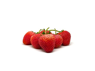 Group of fresh strawberries isolated on white background.