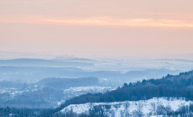 Winter landscape during sunset