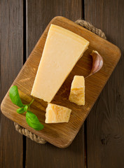 pesto ingredients on wooden surface