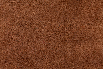 Brown suede texture background, closeup, long fiber