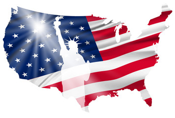 アメリカ　 自由の女神　 国旗　アイコン