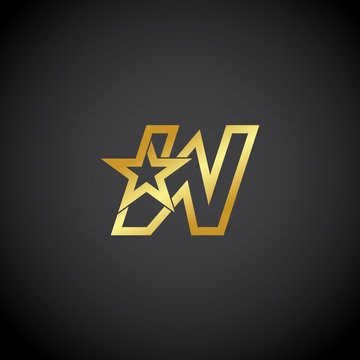 Letter W logo,Gold star sign Branding Identity Corporate unusual logo design template
