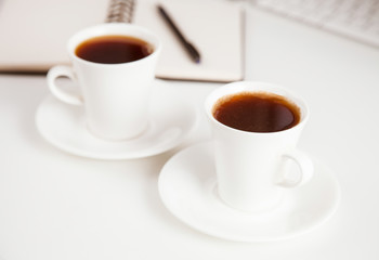 Two cups of coffee on the table