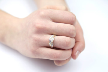 woman showing ring on finger