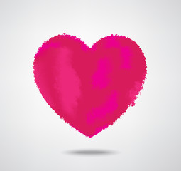 Heart watercolor style on gray bakcground