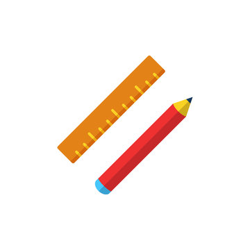 Iillustration of Pencil and ruler icon isolated on white backgro