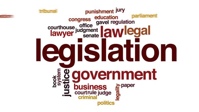 Legislation animated word cloud, text design animation.