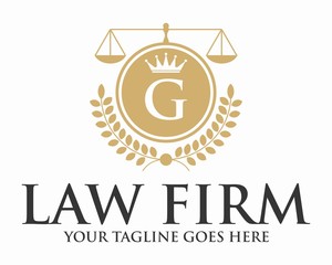 INITIAL G LAW FIRM WITH CROWN AND CREST LOGO TEMPLATE