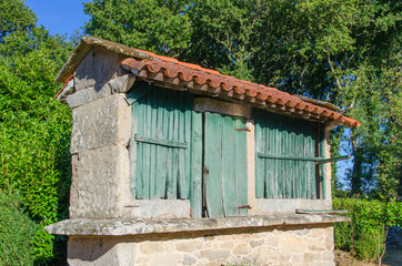 Typical granary called horreo in galicia spain
