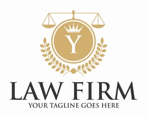 INITIAL Y LAW FIRM WITH CROWN AND CREST LOGO TEMPLATE