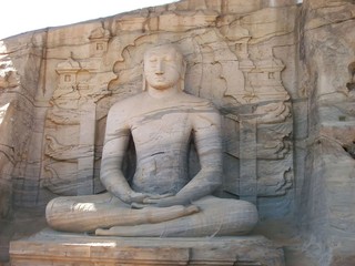 Statue of Buddha on heritage site "gal-vihara"  in the city to polonnaruwa in the Sri-Lanka