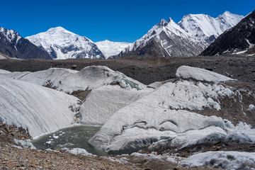 Obraz premium Baltoro kangri mountain and glacier at Concordia camp, K2 trek,