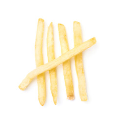 Few potato french fries isolated