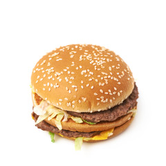Meat and cheese burger isolated