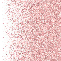 Pink golden glitter made of hearts. Right gradient on white valentine background. Vector illustration.